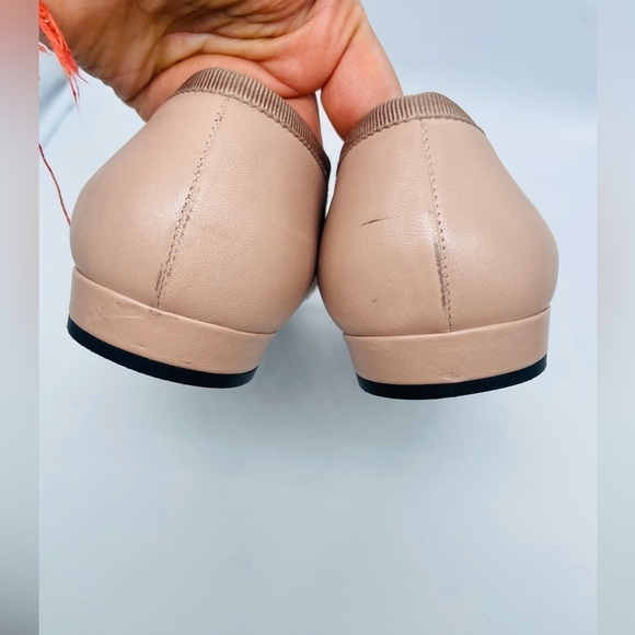 Prada Beige/Nude leather logo embellished bowtie pointed toe ballerina flats 41 - Picture 13 of 14